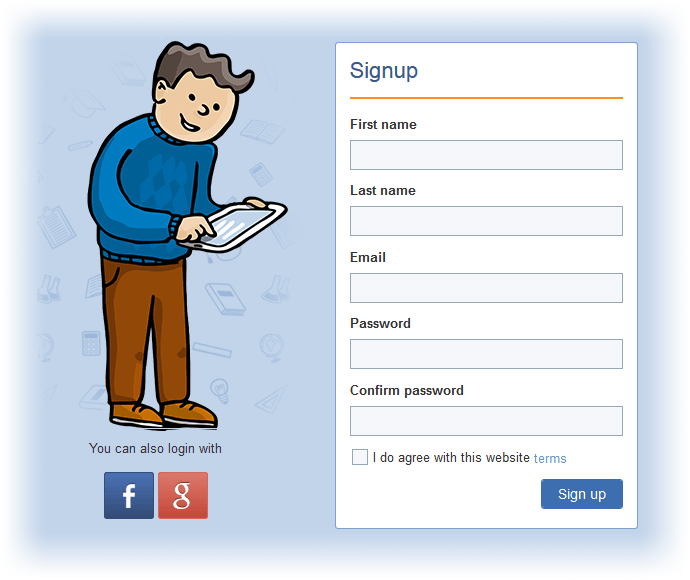Signup page